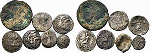 Lot of 7 Greek and Roman AR and Æ coins, to ... 