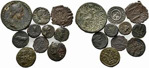 Mixed lot of 10 Æ coins, including Greek, ... 