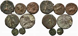 Lot of 7 Oriental Greek Æ and AR coins, to ... 
