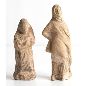 Lot of two Roman terracotta female mantled ... 