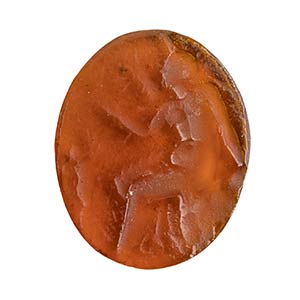 Roman orange glass paste intaglio with Venus ... 