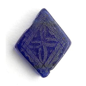 Roman rhomboid blue glass paste with floral ... 
