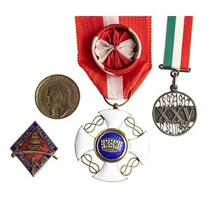 ITALY, KINGDOMLOT OF TWO MEDALS, A BADGE AND ... 