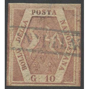 1858, 10gr. Rosa Lillaceo N.10a, usato. (A+) ... 