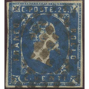 1851, 20c. Azzurro N.2. (A+) (A.Diena, ... 
