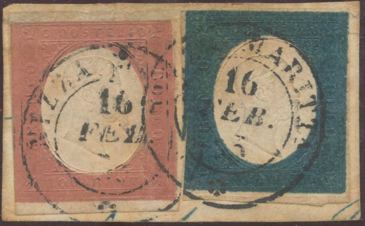 16.02.1855, Frammento con 20c. N.8d Azzurro ... 