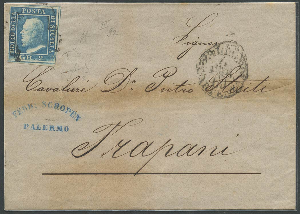 4.2.1860, lettera da Palermo per trapani ... 