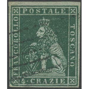 1851, 4cr. Verde su grigio N.6. (Lux)  ... 