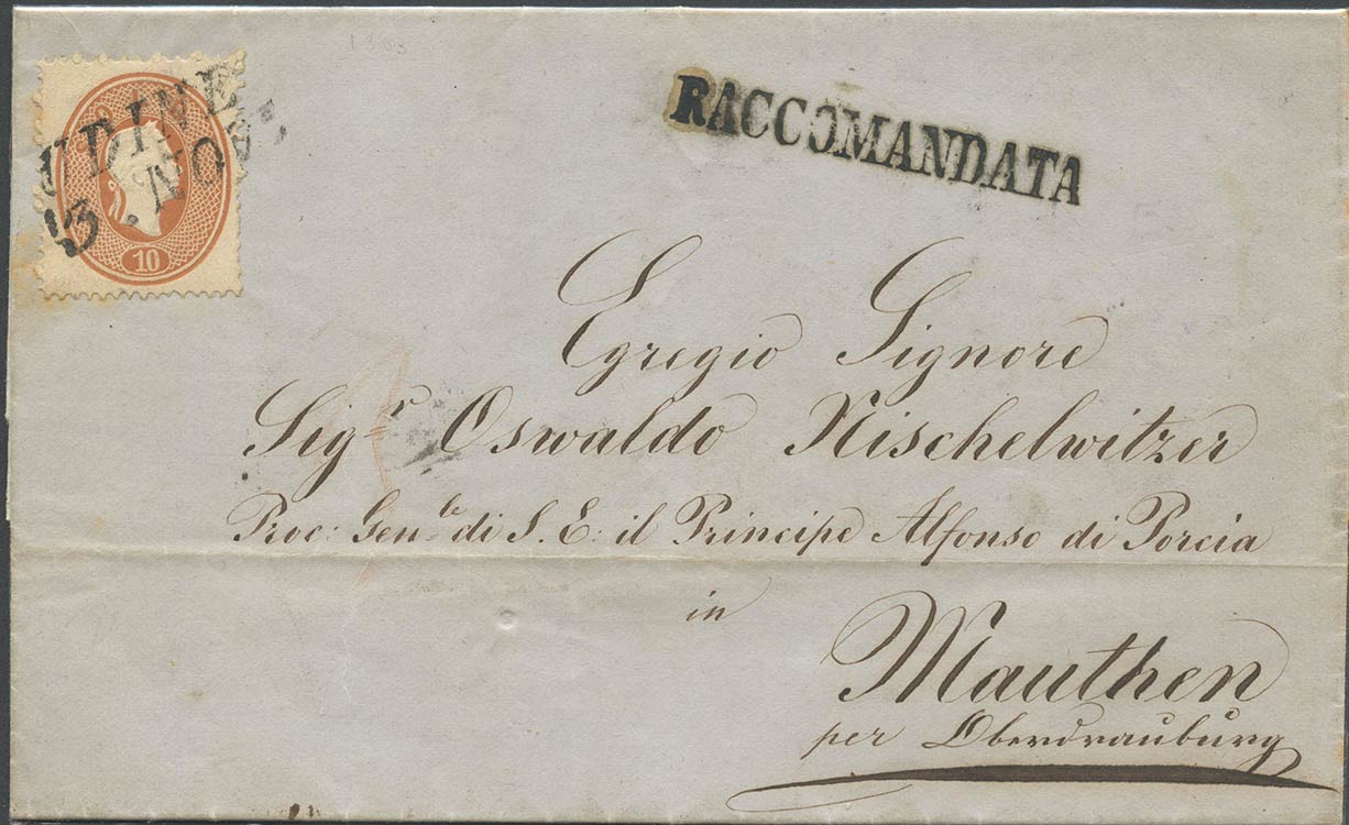 03.11.1863, lettera raccomandata da Udine ... 