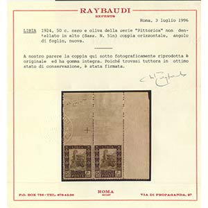 1924, Libia. 50c. Nero in coppia ... 