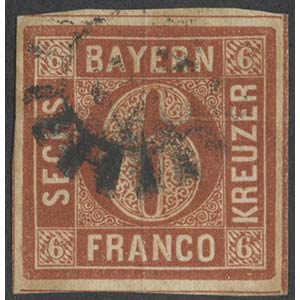 1849, Baviera. N.3. Piega orizzontale. (B)