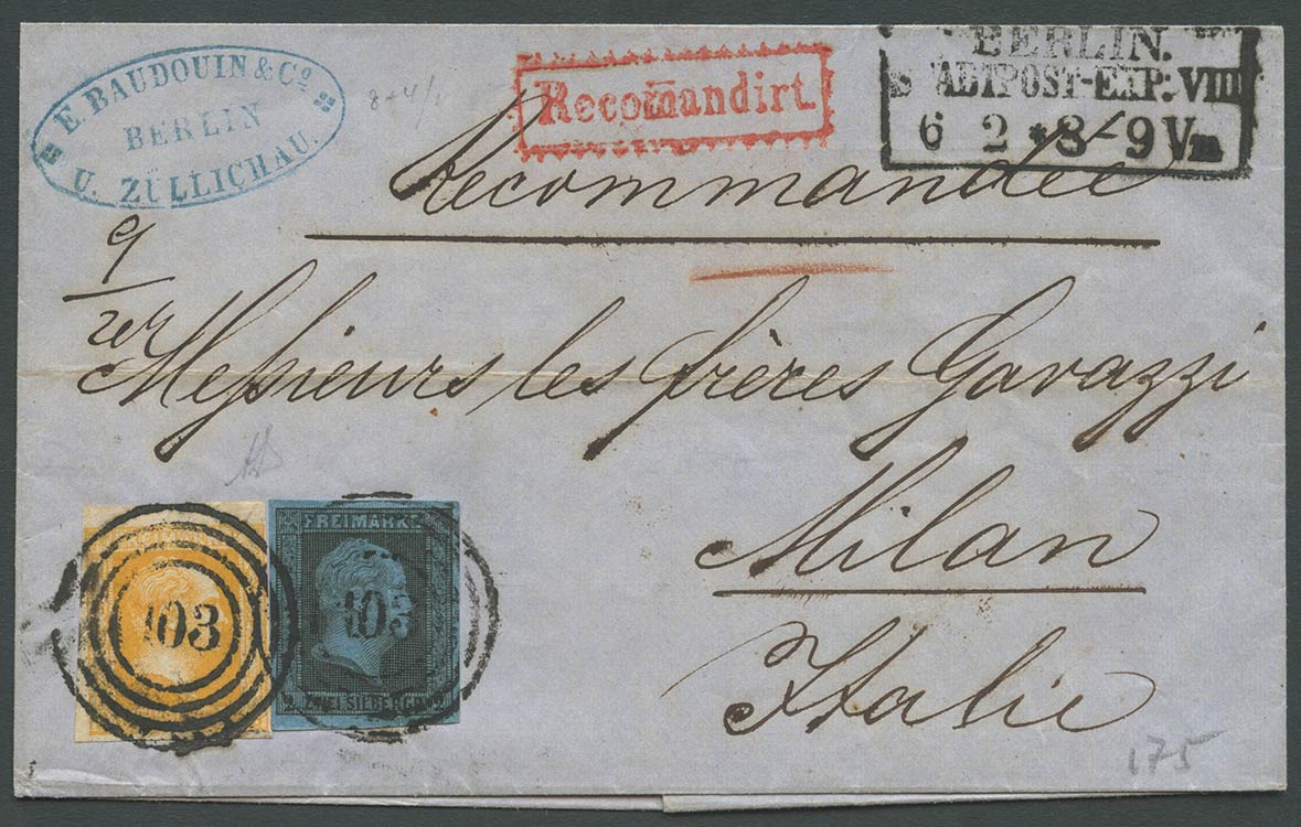 1850, Prussia.  Lettera raccomandata da ... 