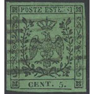1852, 5c. Verde N.7, usato. Lettera T ... 