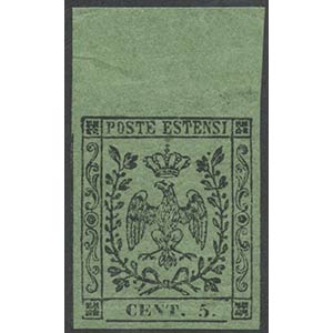 1852, 5c. Verde Oliva N.8 nuovo con gomma ... 