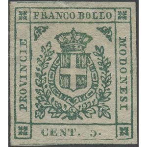 1859, 5c. N.12 Verde nuovo con gomma, ... 