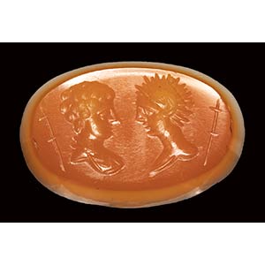 A roman agate intaglio. Two busts. ... 