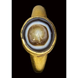 A roman agate intaglio set in an ancient ... 