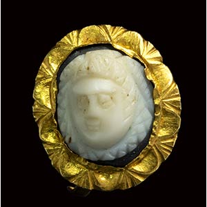 A roman onyx cameo set in a gold ... 