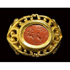 An important roman openwork gold ring set ... 