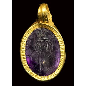 A roman gold pendant set with a ... 