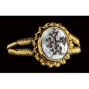 A late byzantine gold ring set ... 