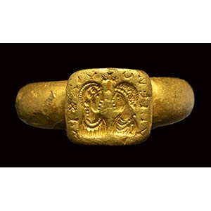 A byzantine gold marriage ring. Two ... 