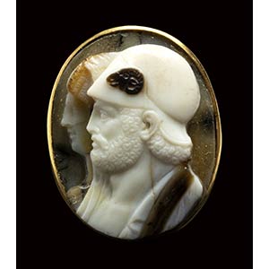 A fine onyx cameo set in a gold ring. ... 