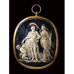 A very large glass paste cameo plaque set in ... 
