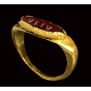A late roman gold signet ring set ... 