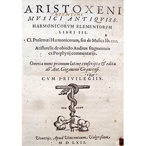 ARISTOXENUS OF TARENTUM (C.375-322 BC); ... 