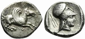 Corinthia, Corinth, Stater, ca. 500-450 BC; ... 