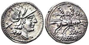 Sex. Quinctilius, Denarius, Rome, 189-180 ... 