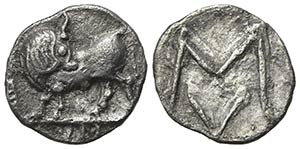 Lucania, Sybaris, Obol, ca. 550-510 BC; AR ... 