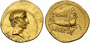 Augustus (27 BC - AD 14), Aureus, Pergamus, ... 