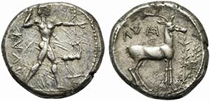 Bruttium, Caulonia, Stater, ca. 475-425 BC; ... 