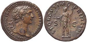 Trajan (98-117), As, Rome, AD 105; AE (g ... 