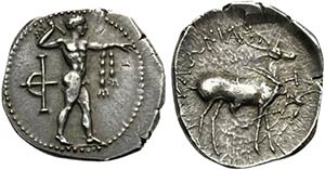 Bruttium, Caulonia, Stater, ca. 400-388 BC; ... 