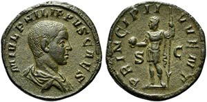 Philip II Caesar, Sestertius struck under ... 