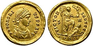 Honorius (393-423), Solidus, Sirmium, AD ... 