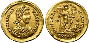 Honorius (393-423), Solidus, Mediolanum, AD ... 