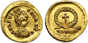 Aelia Pulcheria, wife of Marcian, Tremissis, ... 