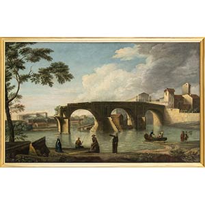 SCUOLA ROMANA, XVIII SECOLOVeduta del Ponte ... 