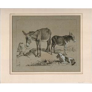 Francesco Londonio (1723-1783)Two donkeys ... 