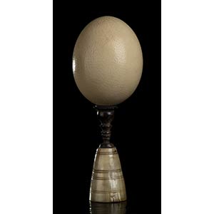 OSTRICH EGG WITH BASEAn ancient ostrich egg ... 