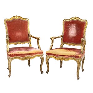 Pair of Italian gilt armchairs - Central ... 