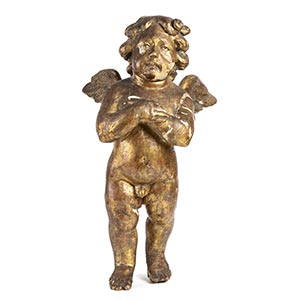 Italian gilded wood winged putto - 19th ... 