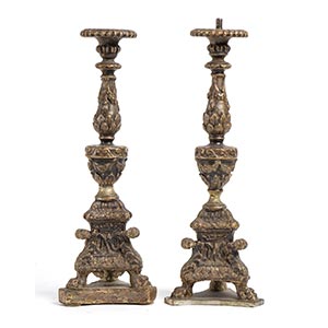 Pair of Italian gilt wood torch holders - ... 