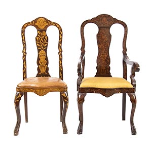 Dutch inlaid chair and armchair - ... 