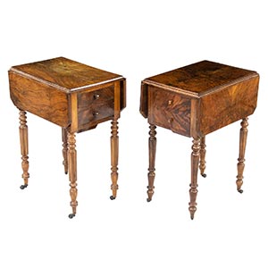 Two French walnut bedside tables - 19th ... 