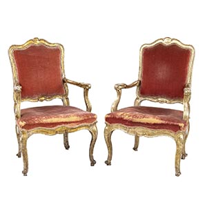 Pair of Italian gilt armchairs - Central ... 